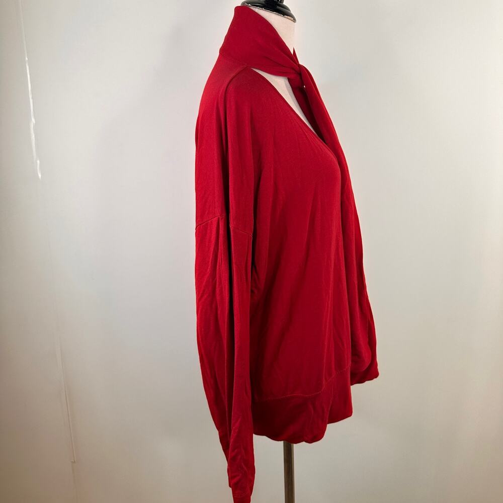 Cabi Red Tess Long Sleeve Bow Neck Tie Shirt Size Large - Picture 6 of 8